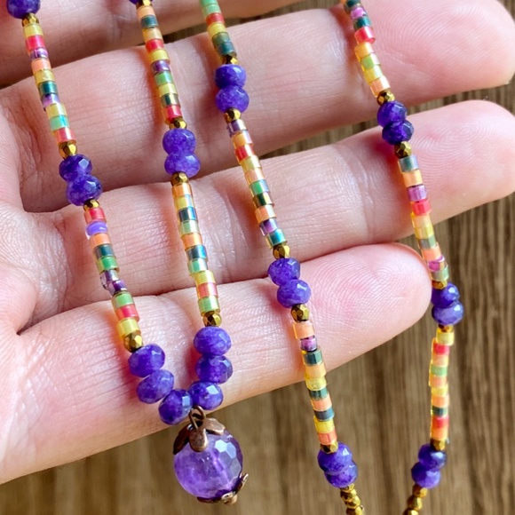 Purple Dreams Minimalist Gemstone Crystal Necklace - Picture 9 of 9